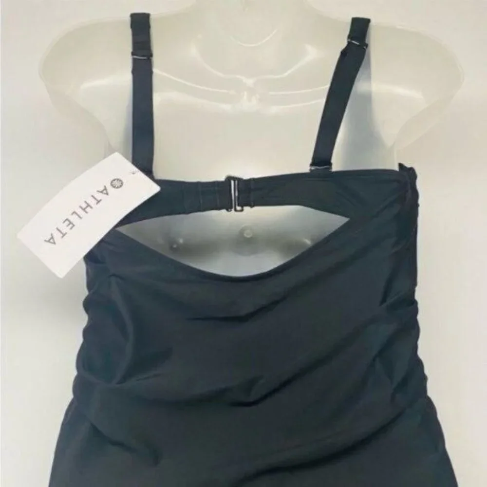 Athleta‎ Square Neck Bra Cup Swim Tankini Black UPF 50+ Beach Vacation